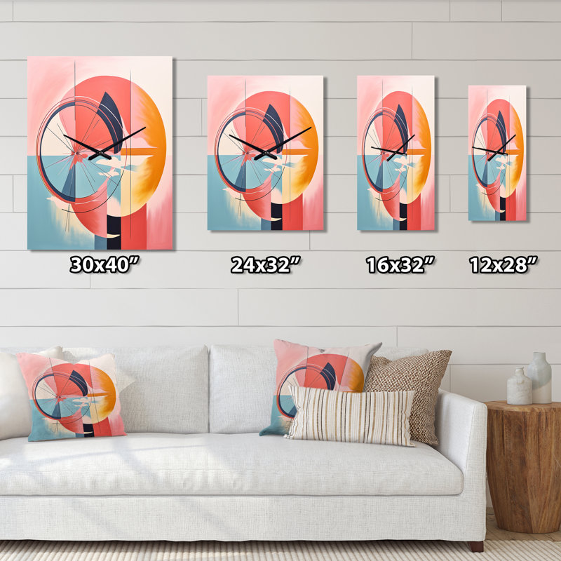 Horloge murale abstraite Mid-Century, H 32 po x l 24 po x P 1 po