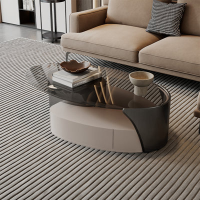 Simple rock plate glass telescopic coffee table
