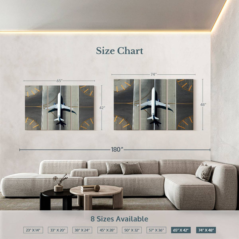 Mehar Runway Commercial Plane, 42" H x 65" W