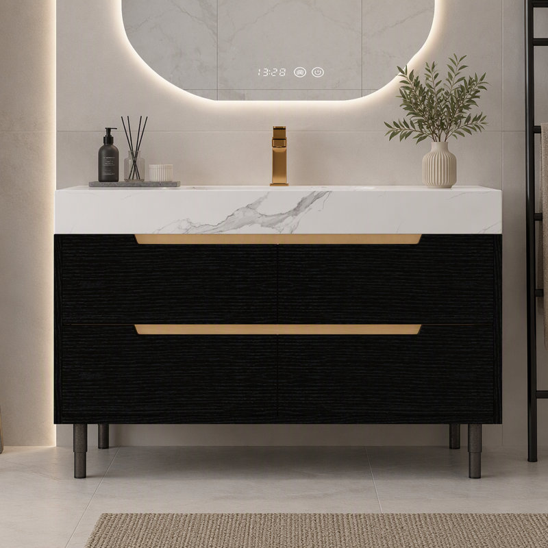 Free Standing Wall Mounted Single Double Single Vanity Bathroom Vanity With Stone Top
