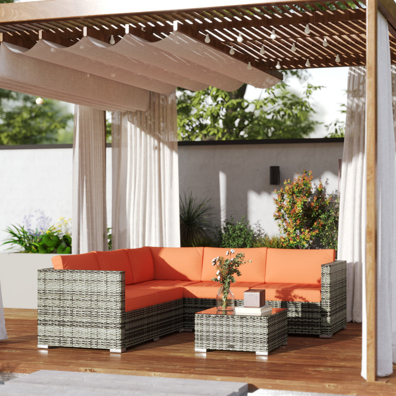 Wicker 5 - Person Garden Lounge Set with Cushions