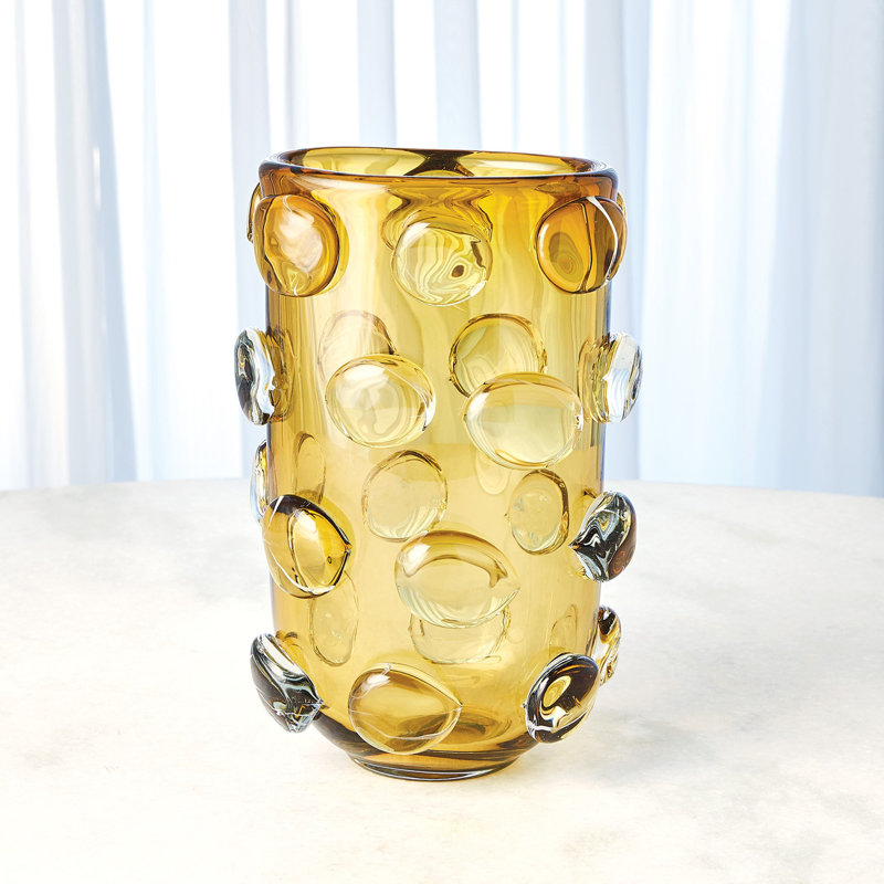 Rondelle Vase-Amber, 11.75" H x 7.5" W x 6" D