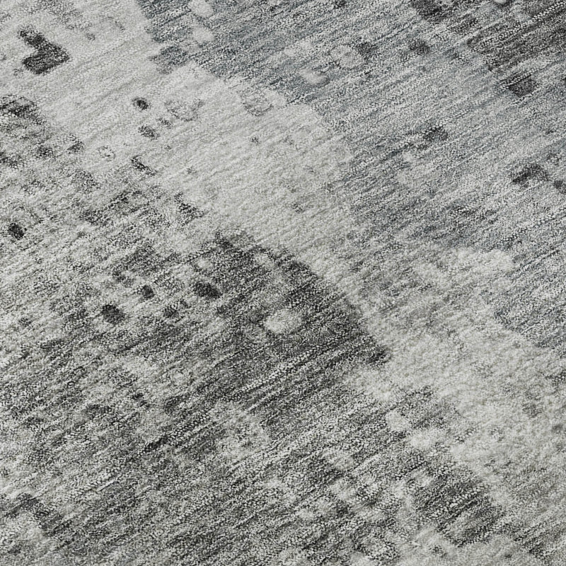 Premium Machine Washable Mayfield AMF2242 Abstract Rug, Gray, 2'3" x 7'6" Runner