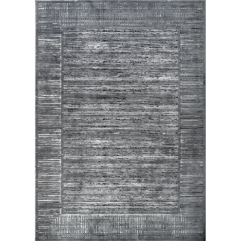 Tapis tissé à la machine Isborne, Noir/Ivoire, Rectangle 4 pi 3 po x 6 pi