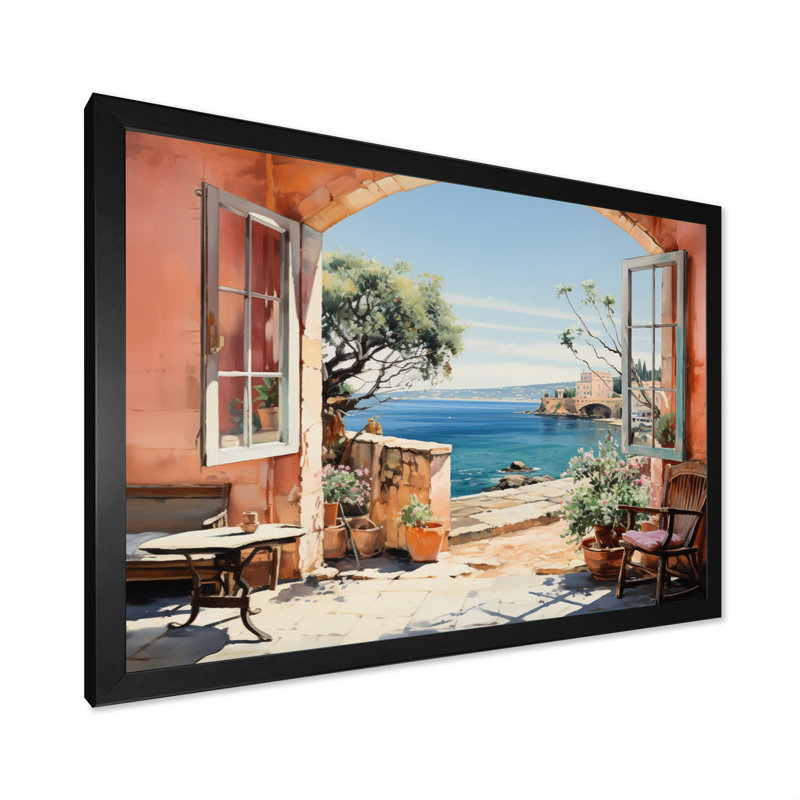 La Dolce Creativita Beachside I sur toile, Cadre photo noir, H 12 po x l 20 po x P 1 po