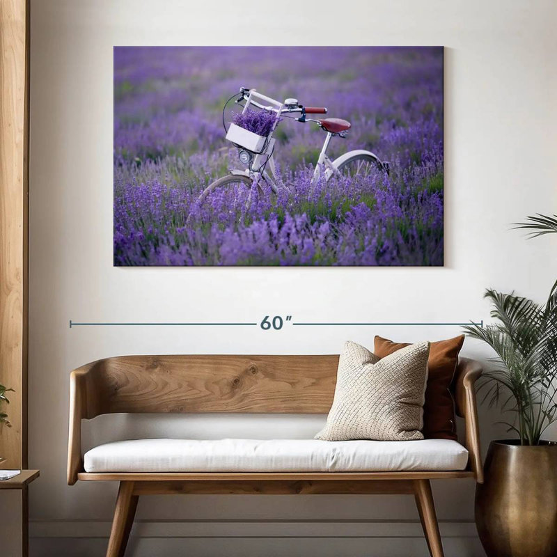 Mehar Lavender Field Bicycle, 32" H x 48" W