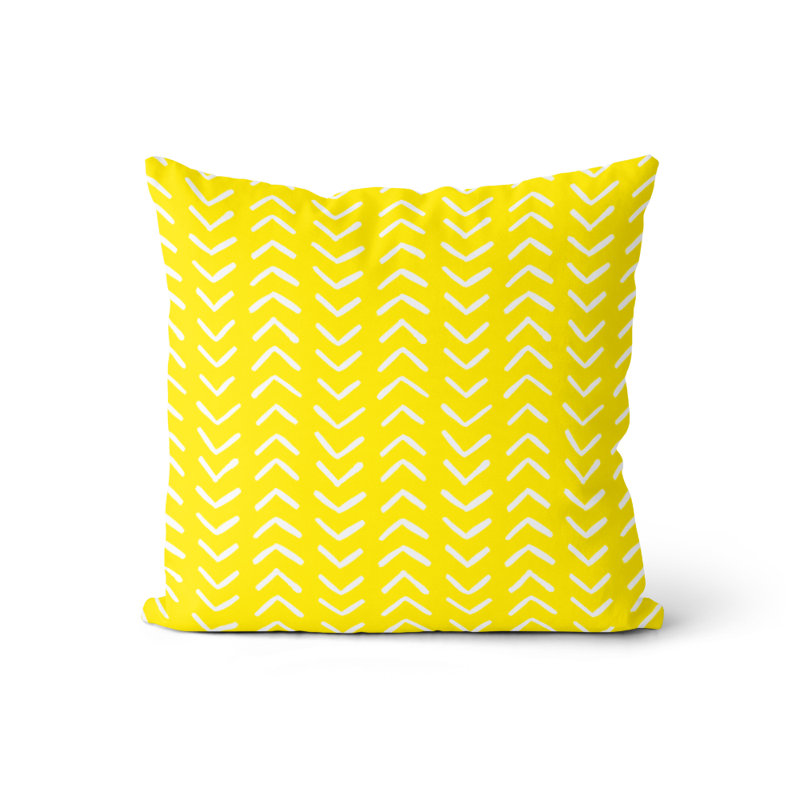 Housse et insert de coussin carré Pece, Soleil jaune / blanc