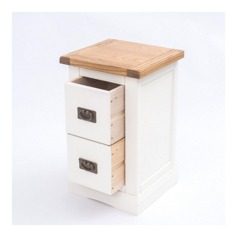 Pharsalia 35cm W Plywood / Laminate Board Bedside Table, Brass Handle, White