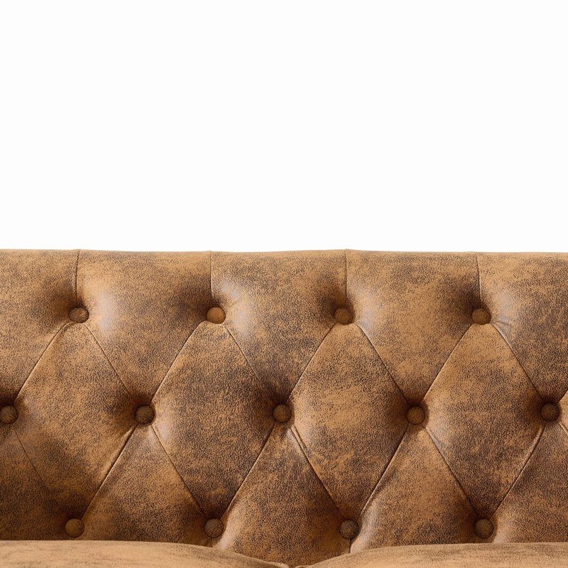Canapé de 63 po Chesterfield, H 29 po x l 63 po x P 33 po, Brown