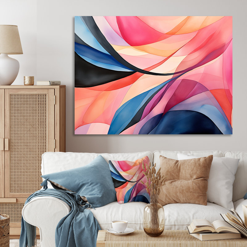 Motif géométrique de couleurs douces V - Art mural géométrique, Toile tendue, H 12 po x l 20 po x P 1 po