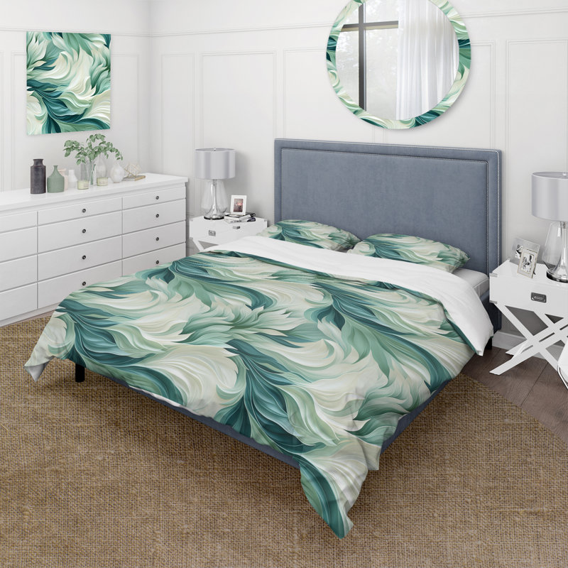 Ensemble de housse de couette Seafoam Serenity, Housse de couette pour grand lit et 2 taies décor