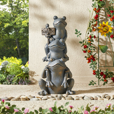 Zachary Bronze MGO Stacked Frog Garden Statue