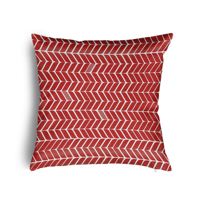 Coussin décoratif moderne à motif de feuilles avec insert, H 26 po x l 26 po, Rouge