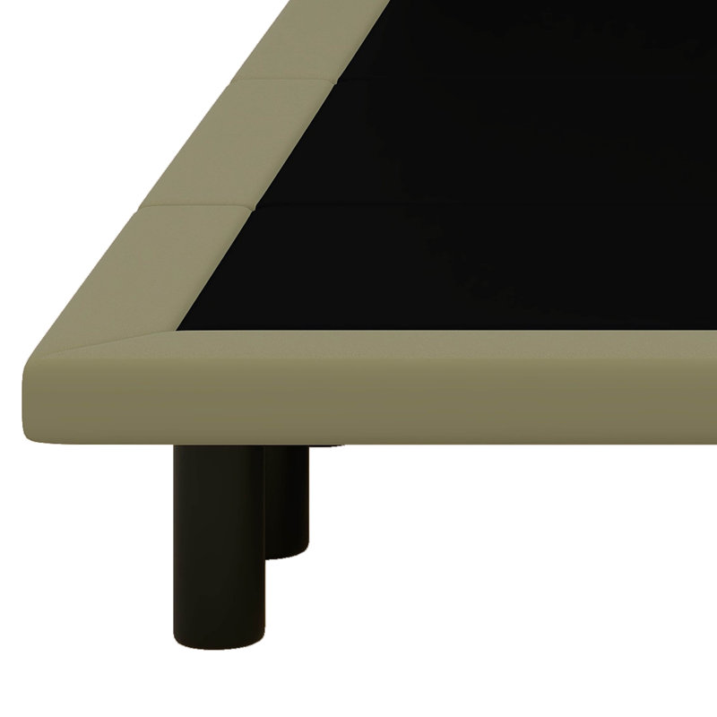 Lit plateforme tapissier Shrishti avec tête de lit en similicuir, Double, Vert