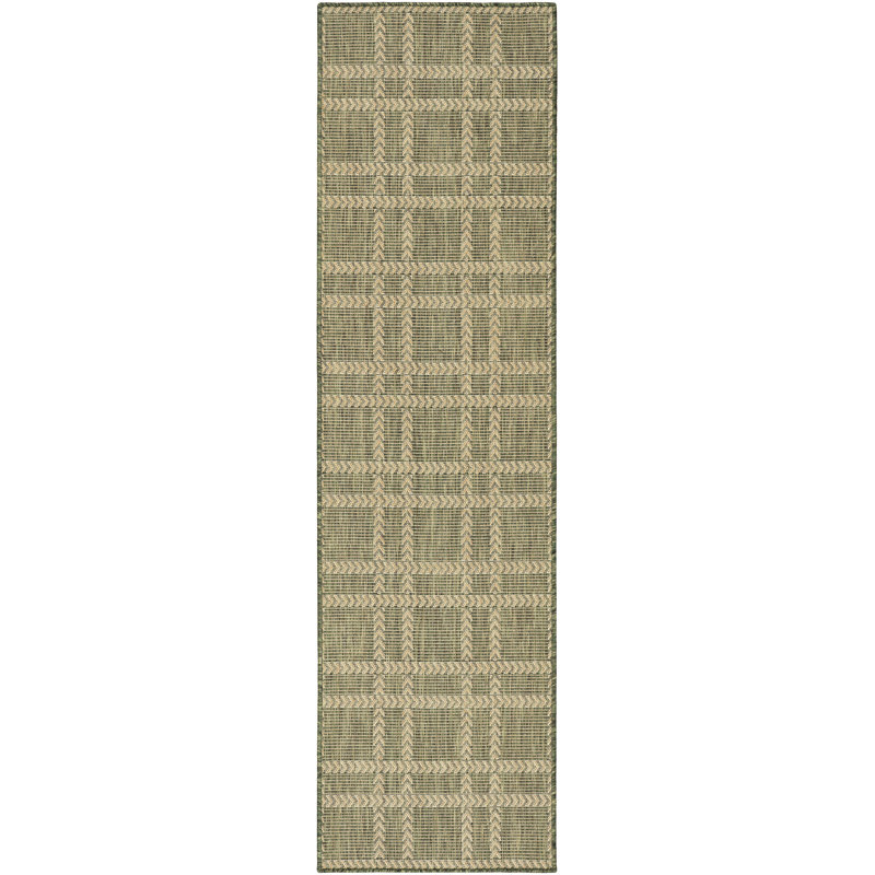 Tapis moderne Manderella, Vert, Tapis de couloir 2 pi x 6 pi