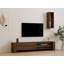 Meuble télé moderne en noyer avec tablette murale, 63,0 x 13,0 x 10,6 pouces | 100% panneau de particules enduit de mélamine, épaisseur: 0,7 pouce | Plusieurs tablettes, solution de rangement murale et élégante pour le salon-1457813120
