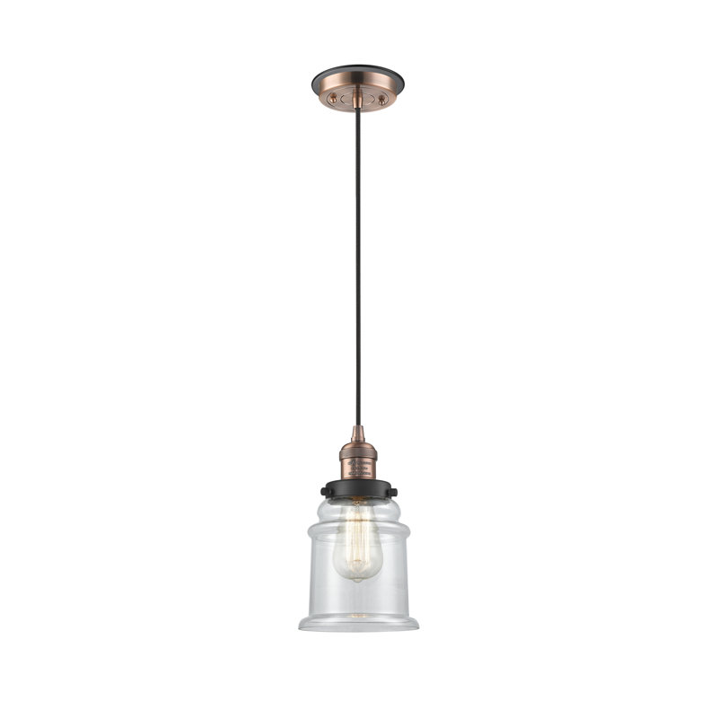 Alexandira 1 - Light Single Pendant, Antique Copper with Matte Black accents, Clear