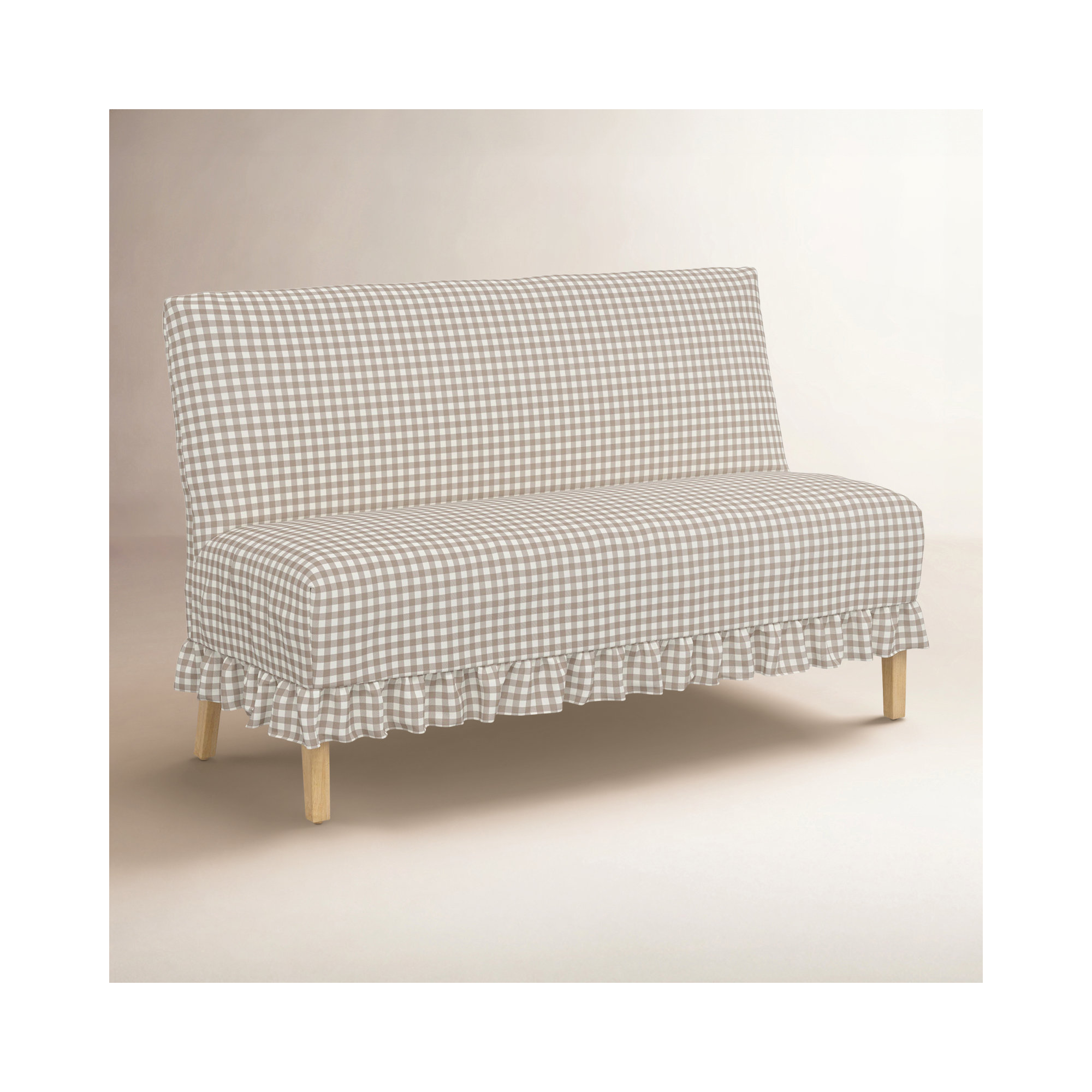 Maggie Slipcover Dining Banquette, Classic Gingham Tan