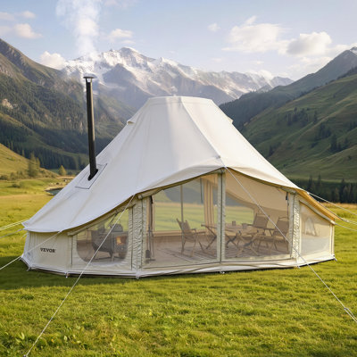 Tente en toile cloche, tente de yourte 4 saisons 19,7 x 13,12 x 10,17 pi pour camping avec vérin, toile de polyester respirant pouvant accueillir jusqu'à 12 personnes