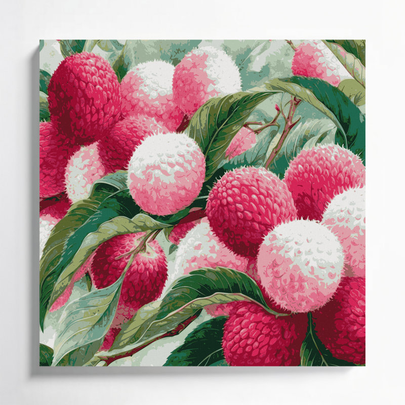 Fruit, litchi gris, art mural sur toile, H 12 po x l 12 po