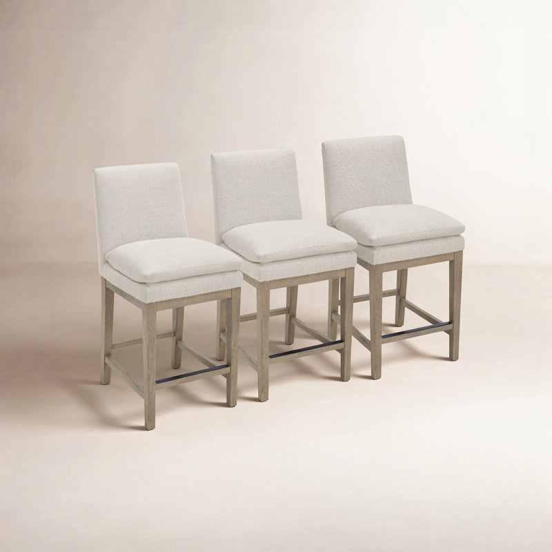 Tabouret de comptoir rembourré Bethea, Lin Performance Effie