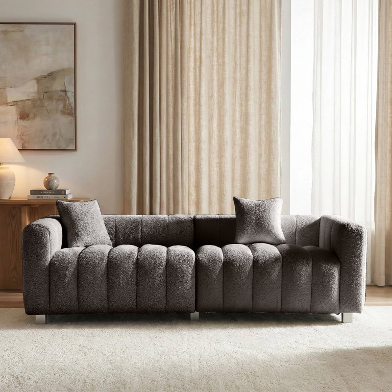 87.4-inch cloud sofa, the medieval cloud sofa in the living room, a large-sized fabric three-seater, Gray