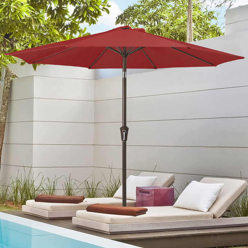 Parasol de marché inclinable Germar, Rouge, H 95,7 po x l 120 po x P 120 po