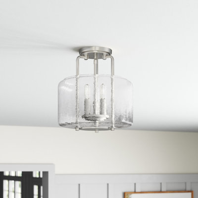 Plafonnier semi-encastré en verre craquelé l 11,38 po Dottie