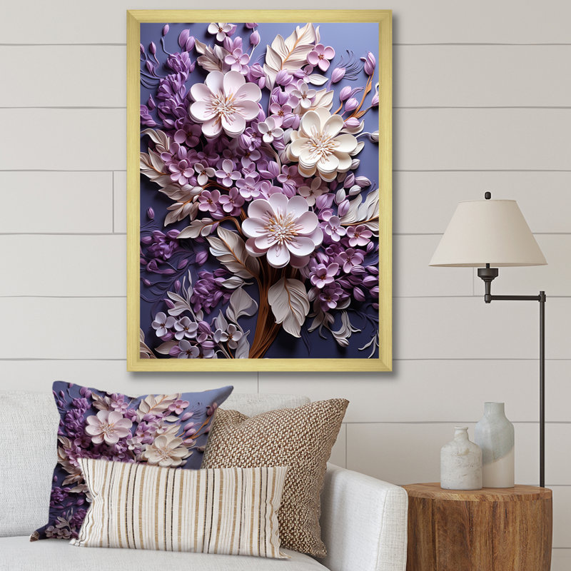 «Timeless Nostalgia Flower Petals» sur impression sur toile, H 44 po x l 34 po x P 1,5 po, Cadre doré simple