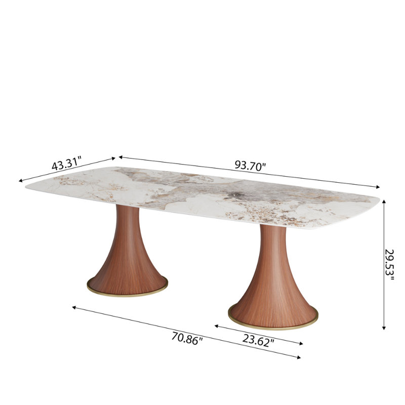 Table de salle à manger Anjelyn, H 29,53 po x L 93,7 po x l 43,31 po, Sable