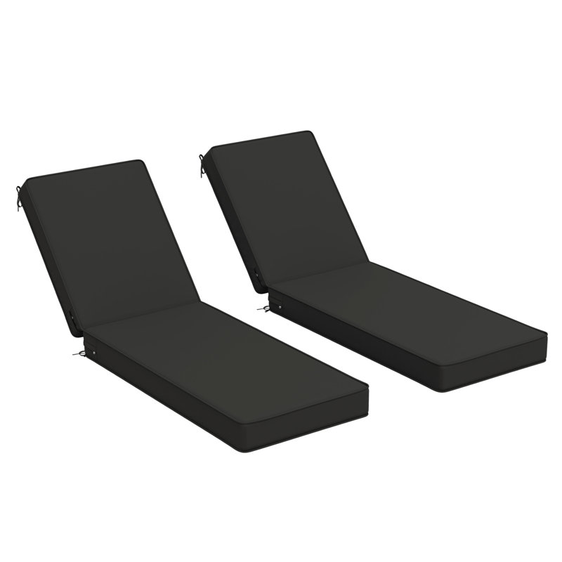Coussin de chaise longue d'extérieur Wynee, L 25,8 po x P 79,75 po, Noir, noir, noir, noir