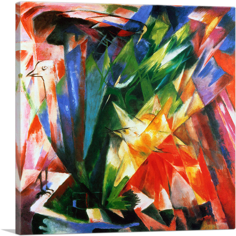 Oiseaux par Franz Marc, reproduction d'art sur toile tendue, H 12 po x l 12 po x P 1,5 po