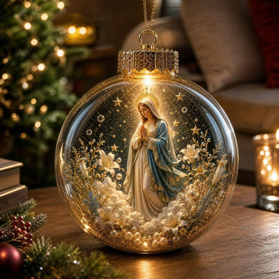 Christmas Ornaments Set of 8 Religious Clear Ball Hanging Ornaments Mary Xmas Tree Decorations Catholic Christmas Decor Gifts