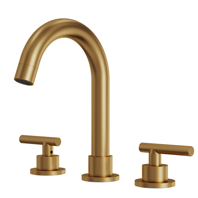 8 in. Widespread Bathroom Faucet 3 Hole, 2-Handle Bathroom Sink Faucet with Drain Assembly, Brushed Gold