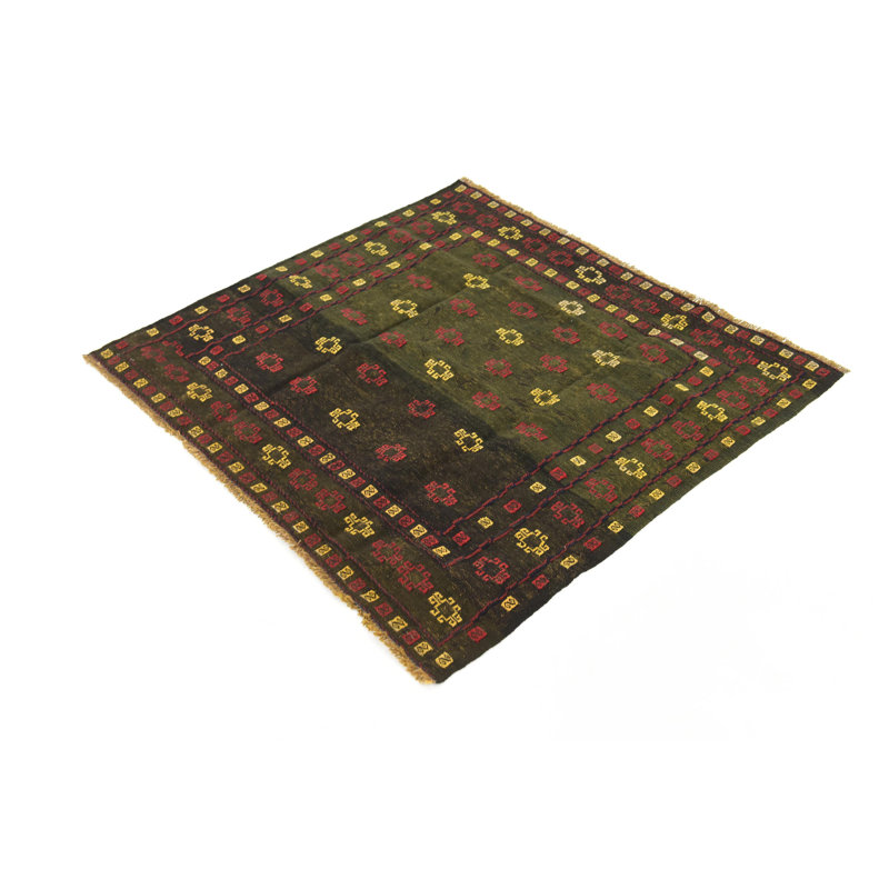 Tapis de zone en laine carrée 4'2" one-of-kind-noué la main Earley