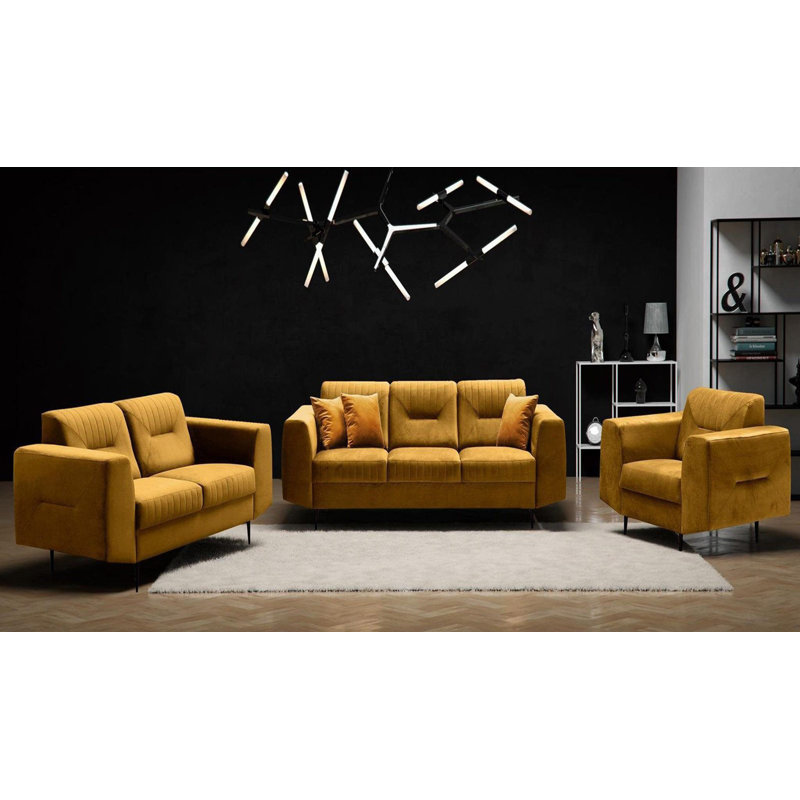Aubreeanna 3 - Piece Living Room Set, Black, Yellow