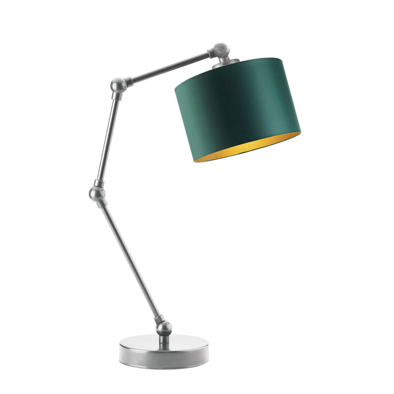 Asmara Adjustable Metal Desk Lamp, Bottle Green, Silver