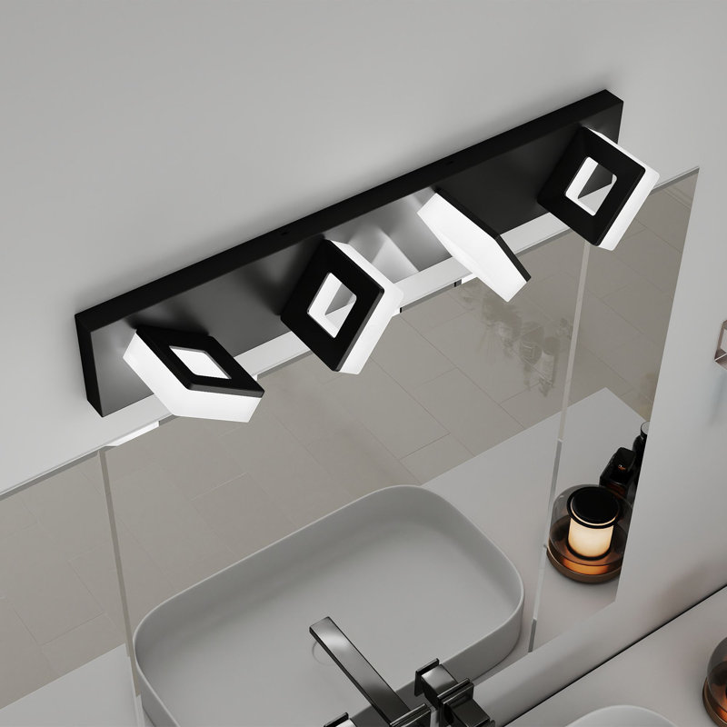 4-Light Modern LED Vanity Light, Bathroom Wall Fixture Over Mirror, 1224 Lumens, 4 Lights, 4.3" H x 25.6" W x 5.1" D