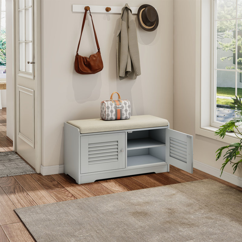Banc de rangement à chaussures 28,74 "avec armoire 2 portes