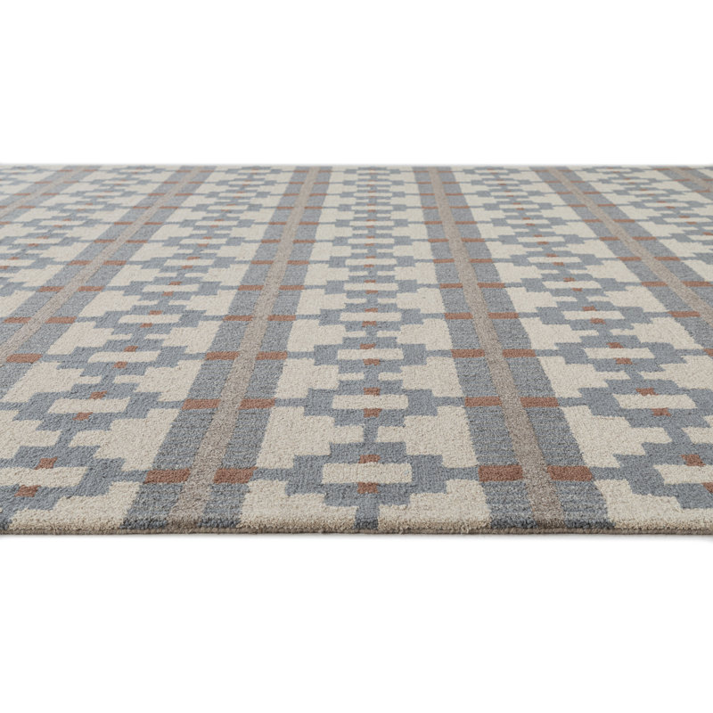 Gray and Brown Hand-Tufted Wool Runner Rug