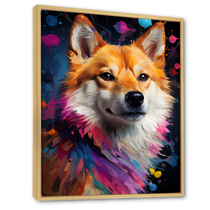 «Modern Shiba Inu Spirit» sur impression sur toile, Cadre naturel flottant, H 44 po x l 34 po x P 1,5 po