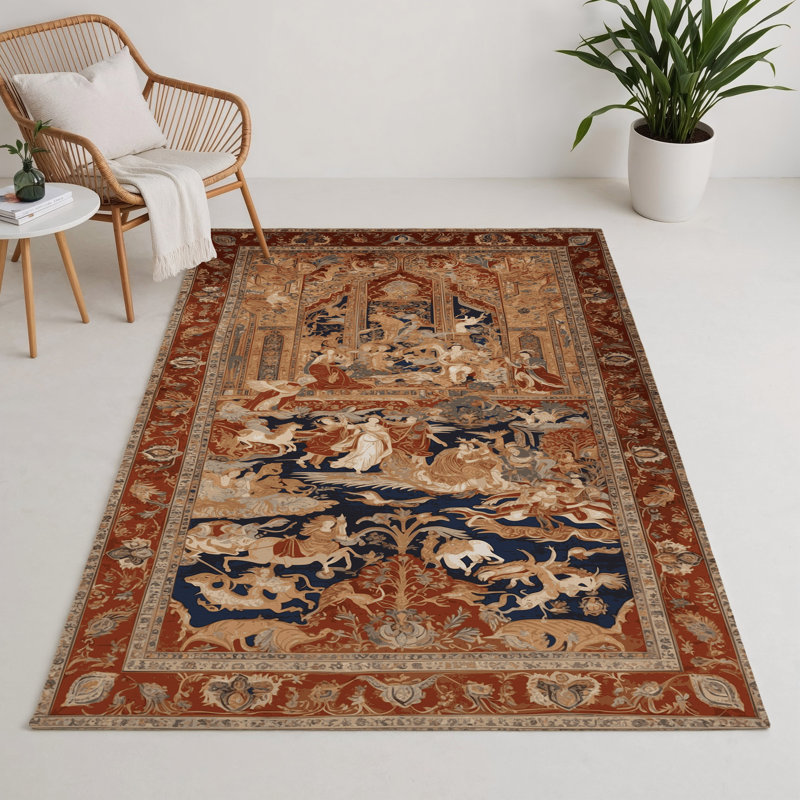 Tapis d'intérieur et d'extérieur brun Persian, Rectangle 9 pi x 12 pi