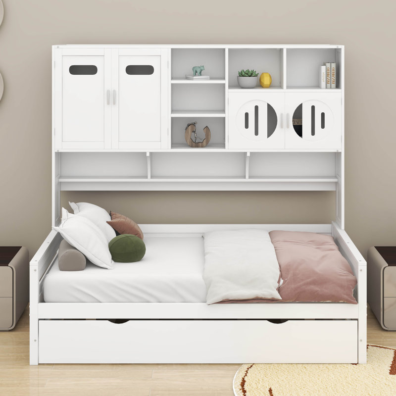 Lit de jour simple en bois avec couchette, Simple, Blanc