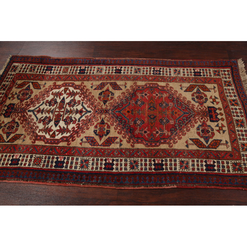 Tapis unique en laine noué à la main 3 pi 2 po x 5 pi 6 po nouvel âge Aasmin