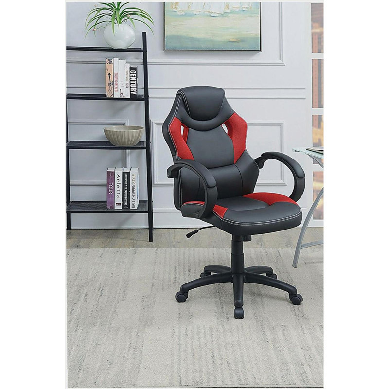 Chaise de bureau rembourrée 1pc Chaise rembourrée Comfort, Noir / Rouge