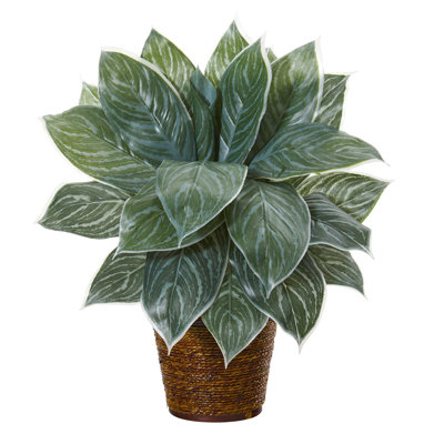 Plante de feuillage artificiel en panier aglaonema
