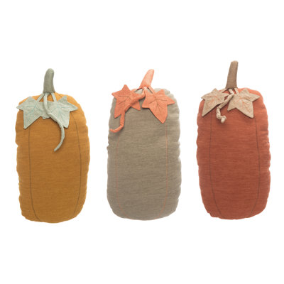 Plush Tall Pumpkin Set of 3 Fall/Harvest Home Decorations