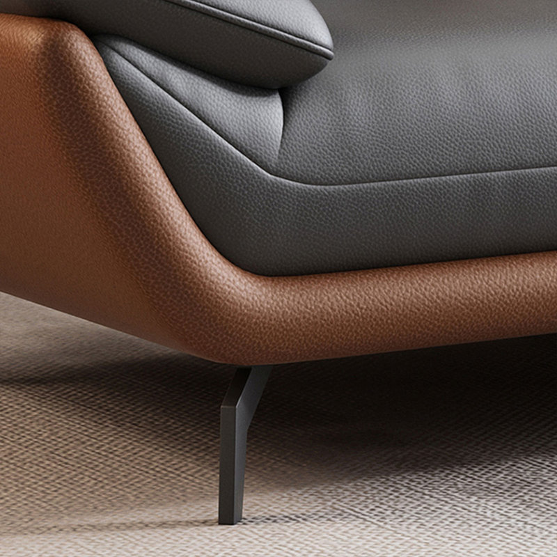 Causeuse-coussin standard en cuir véritable gris, H 33,46 po x l 82,68 po x P 34,65 po