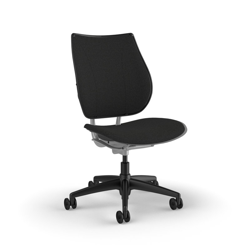 Chaise de travail ergonomique avec dossier rembourré Liberty, Sans accoudoirs, Noir - 0191, Argent avec garniture noire