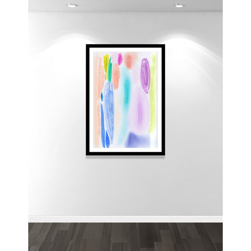 «Vivid Space II» par Bea Dina, Papier avec cadre simple noir, Blanc, H 49 po x l 35 po x P 1,25 po
